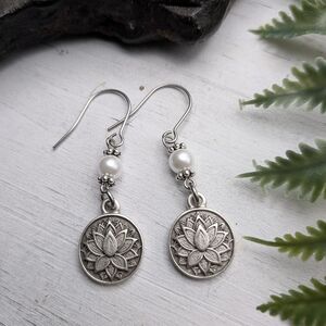 Elegant Silver Lotus Earrings